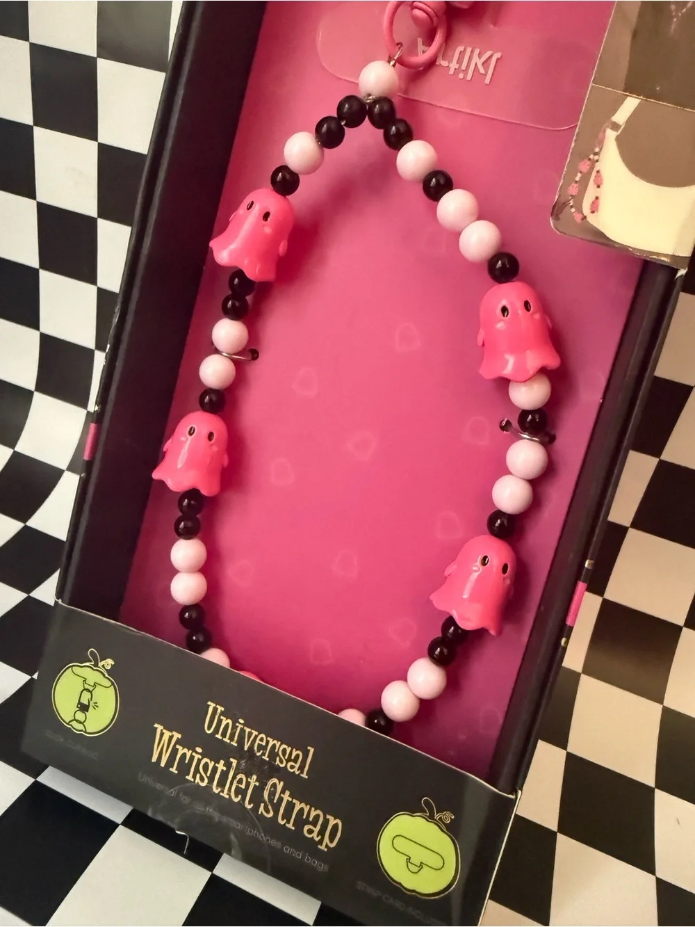 Pink Beaded Universal Wristlet Strap with Clips